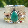 Alloy Drop Shape Distressed Retro Imitation Turquoise Ring For Women