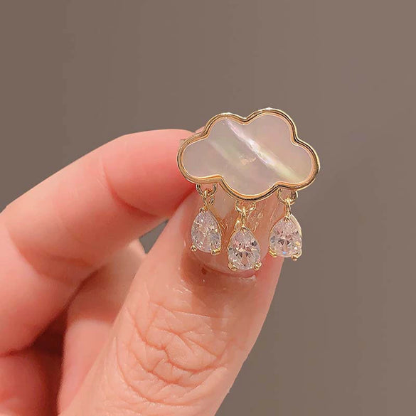 Alloy Drop Shape Electroplated Women's Antiglow Button Collar Cloud Brooch Fixed Clothes Pin Accessories