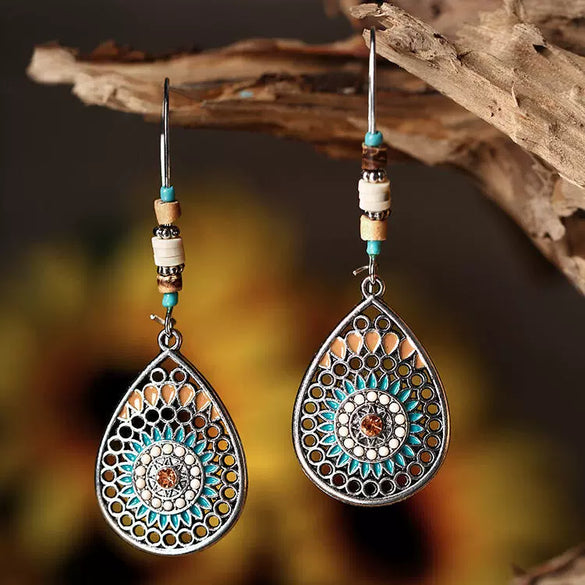 Alloy Drop Shape Electroplated Women's Bohemian Style Hollow Long Earrings