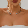 Alloy Drop Shape Minimalist Metal Spring Open Collar Ring Choker