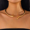 Alloy Drop Shape Minimalist Metal Spring Open Collar Ring Choker