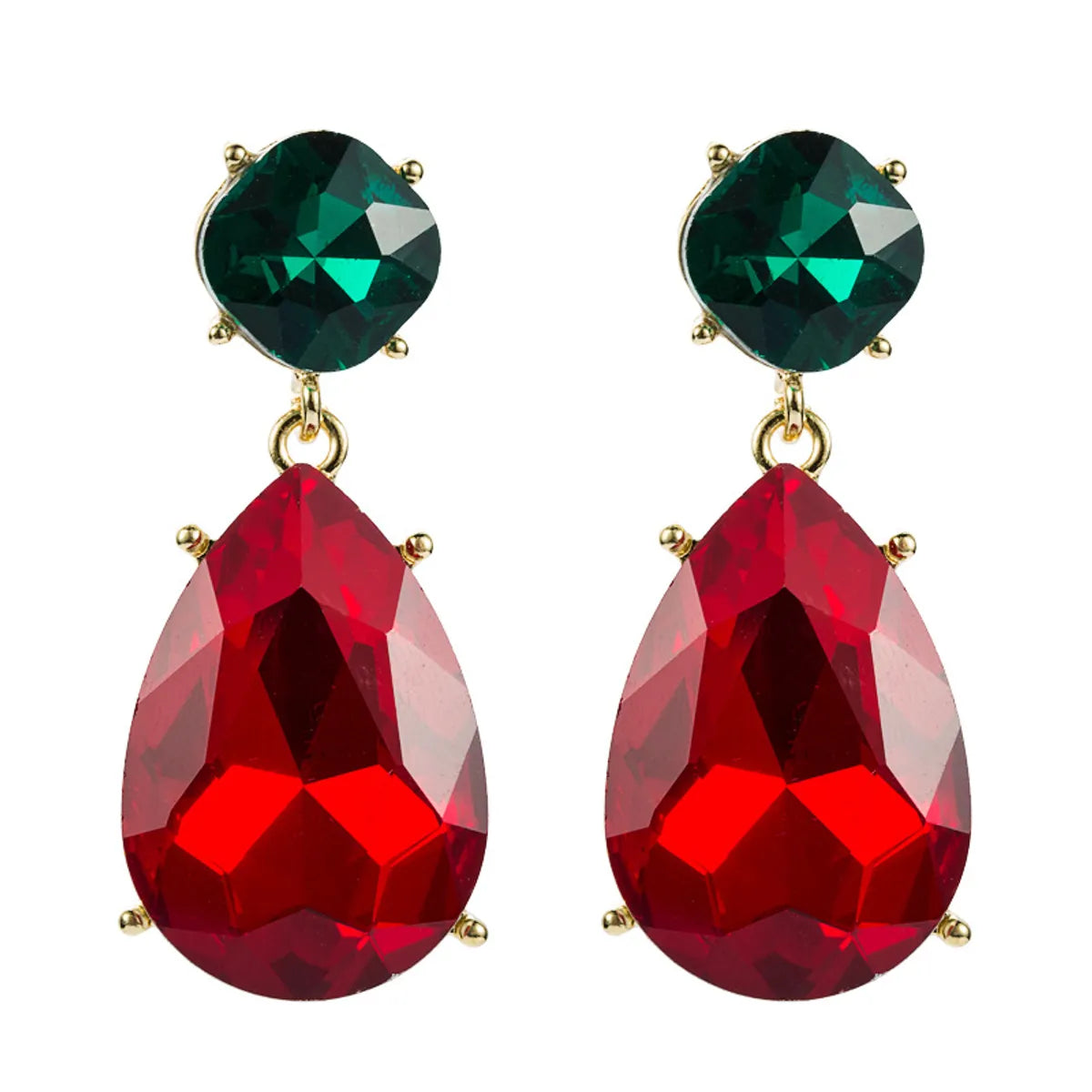 Alloy Drop-shaped Glass Earrings