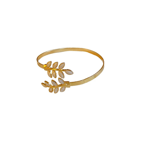 Alloy Dropping Leaves Open Bracelet Minimalist Style With Dripping Oil Treatment For Women