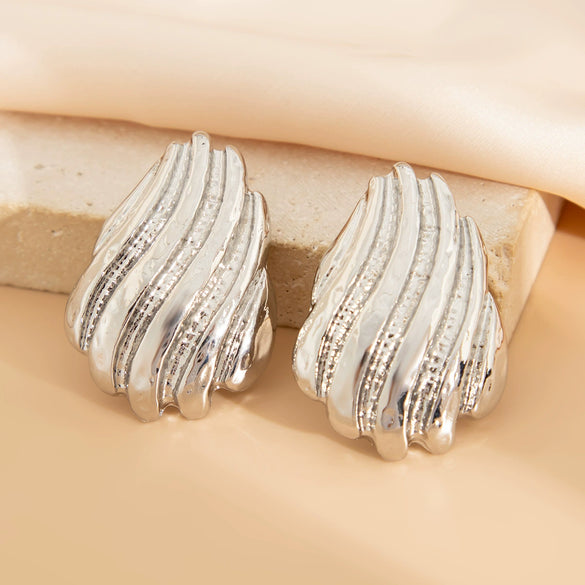 Alloy Earrings Ins Style Irregular Bow Flower Electroplated