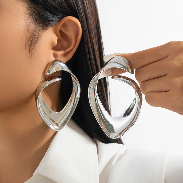 Alloy Earrings Ins Style Irregular Bow Flower Electroplated