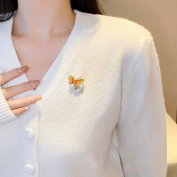Alloy Electroplated Animal Style Butterfly Brooch For Women