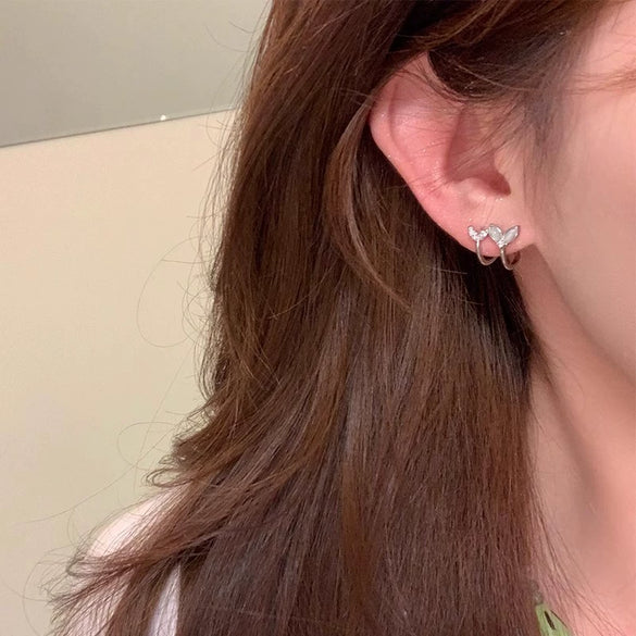 Alloy Electroplated Animal Zodiac Design Women's Cat Eye Double Fishtail Ear Clip Earrings