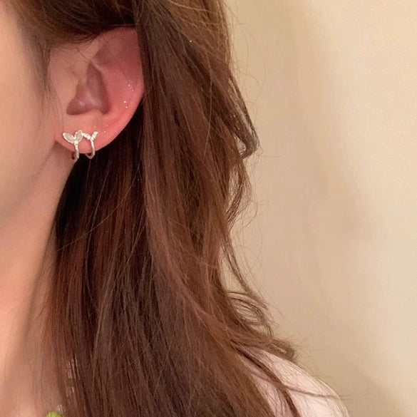 Alloy Electroplated Animal Zodiac Design Women's Cat Eye Double Fishtail Ear Clip Earrings