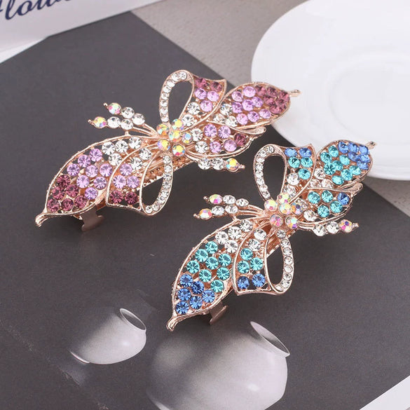 Alloy Electroplated Bow Rhinestone Ponytail Clip Hair Accessories For Ladies