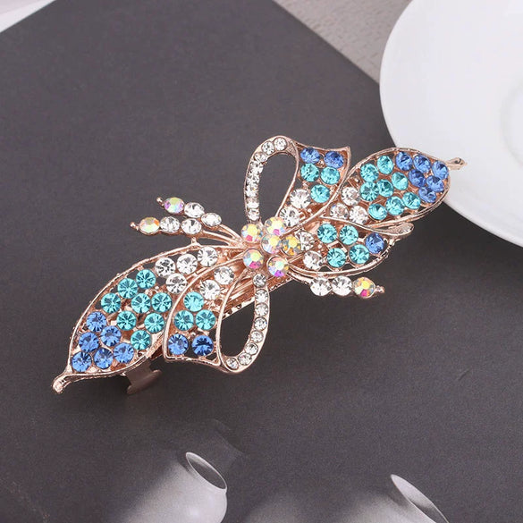 Alloy Electroplated Bow Rhinestone Ponytail Clip Hair Accessories For Ladies