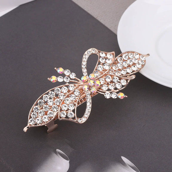 Alloy Electroplated Bow Rhinestone Ponytail Clip Hair Accessories For Ladies