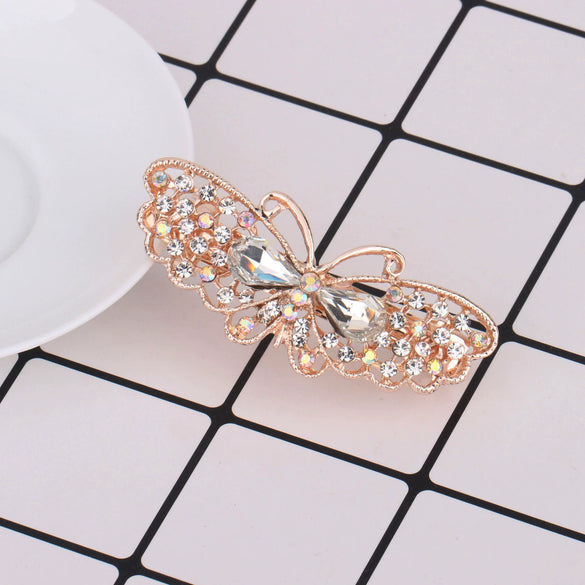 Alloy Electroplated Butterfly Rhinestone Crystal Women's Top Clip Hairpin