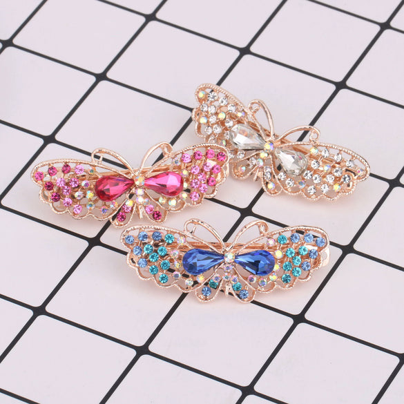 Alloy Electroplated Butterfly Rhinestone Crystal Women's Top Clip Hairpin