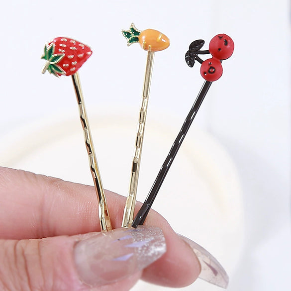 Alloy Electroplated Cartoon Fruit And Character Hairpin Women's Hair Accessories