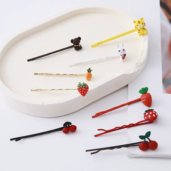 Alloy Electroplated Cartoon Fruit And Character Hairpin Women's Hair Accessories
