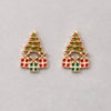 Alloy Electroplated Christmas Tree And Elk Geometric Earrings Cute Retro Holiday Design In Red And Green