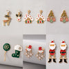 Alloy Electroplated Christmas Tree And Elk Geometric Earrings Cute Retro Holiday Design In Red And Green
