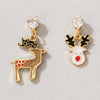 Alloy Electroplated Christmas Tree And Elk Geometric Earrings Cute Retro Holiday Design In Red And Green