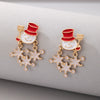 Alloy Electroplated Christmas Tree And Elk Geometric Earrings Cute Retro Holiday Design In Red And Green