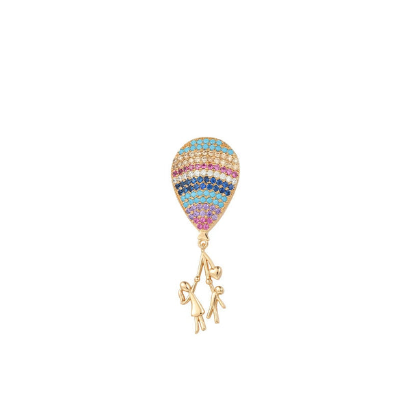Alloy Electroplated Colorful Zircon Inlaid Hot Air Balloon Family Necklace Pendant