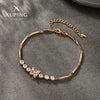 Alloy Electroplated Fashionable Niche Design Micropaved Zircon Leaf Butterfly Elegant Women's Bracelet