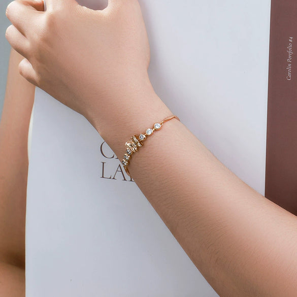 Alloy Electroplated Fashionable Niche Design Micropaved Zircon Leaf Butterfly Elegant Women's Bracelet