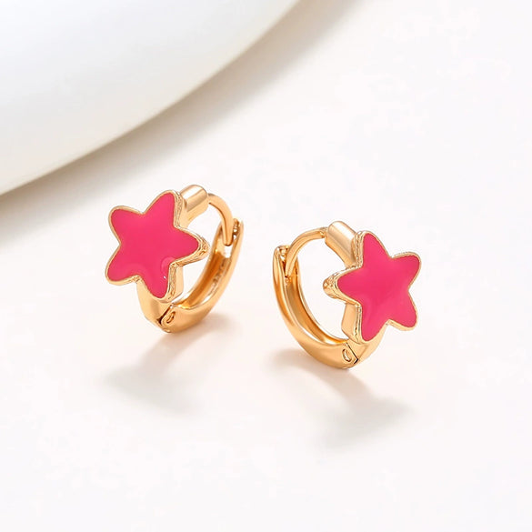 Alloy Electroplated Fivepointed Star Earrings For Women