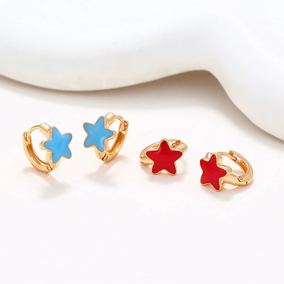 Alloy Electroplated Fivepointed Star Earrings For Women