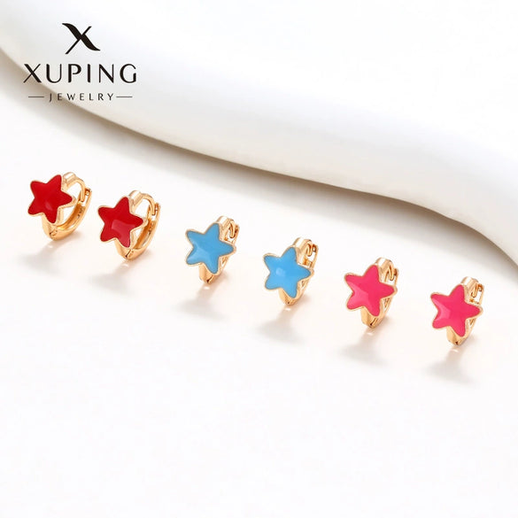 Alloy Electroplated Fivepointed Star Earrings For Women