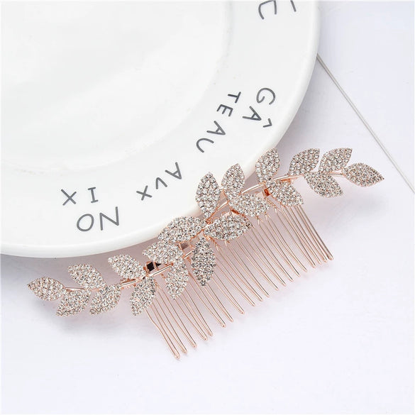 Alloy Electroplated Flower Leaf Bridal Comb