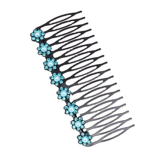 Alloy Electroplated Flower Rhinestone Pearl Inlay Ladies Hair Comb Jewelry