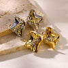Alloy Electroplated Geometric Irregular Wave Color Matching Twocolor Gold And Silver Women's Earrings