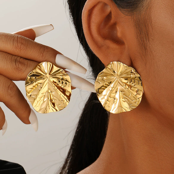 Alloy Electroplated Geometric Leaf Punk Style Women's Earrings