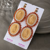 Alloy Electroplated Geometric Oval Pendant Necklace For Women With Inlaid Zircon And Character Statue