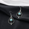 Alloy Electroplated Geometric Peach Heart Hollow Round Turquoise Women's Earrings Retro Bohemian Style