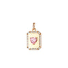 Alloy Electroplated Geometric Square Pink Heart Necklace Pendant