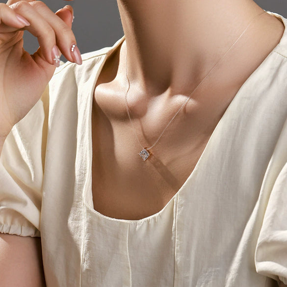 Alloy Electroplated Geometric Square Zircon Women's Necklace