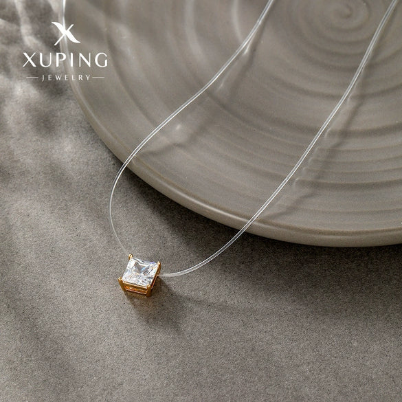 Alloy Electroplated Geometric Square Zircon Women's Necklace
