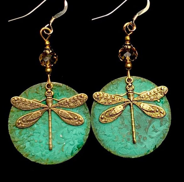 Alloy Electroplated Geometric Style Dragonfly Earrings For Women