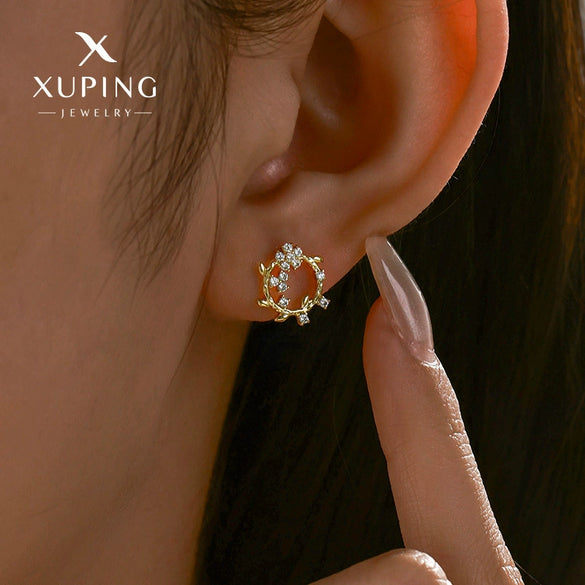 Alloy Electroplated Geometric Women's Earrings With Microinlaid Zircon Simple Design