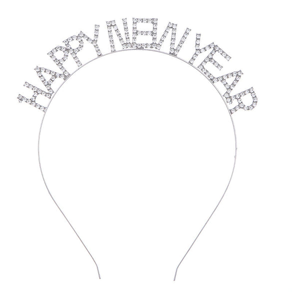 Alloy Electroplated Happy New Year Letter Headband For Women