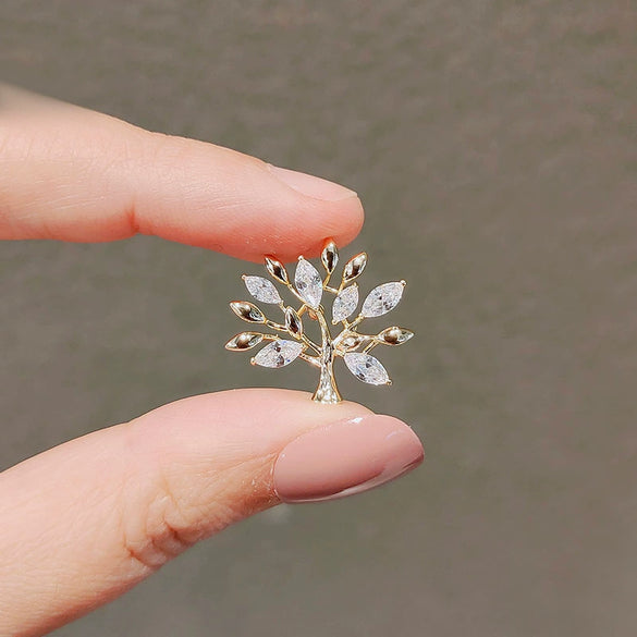 Alloy Electroplated Happy Tree Brooch For Women