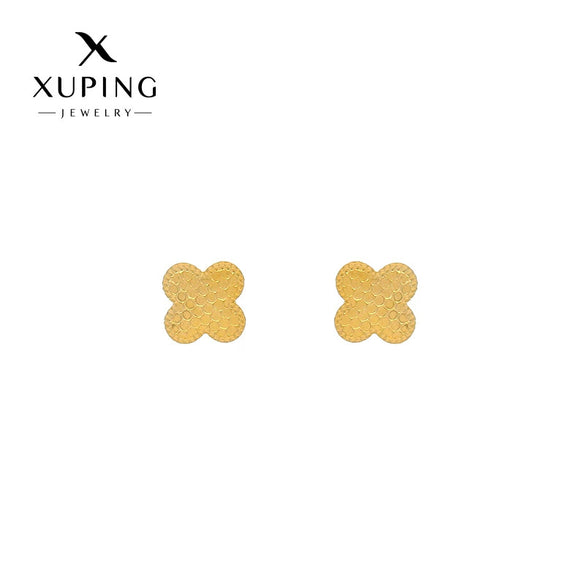 Alloy Electroplated Honeycomb Four Leaf Clover And Flower Shaped Women's Earrings Simple Style