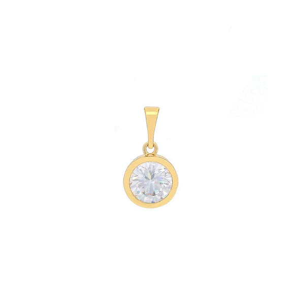 Alloy Electroplated 14K Gold Bezel Round Single Zircon Simple Elegant Necklace For Women