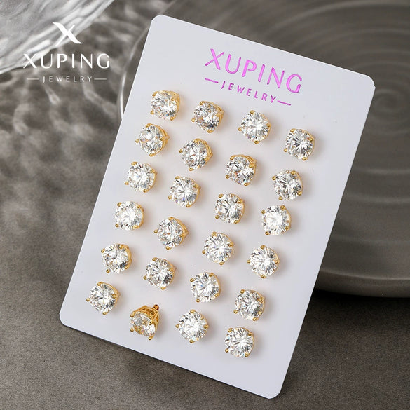 Alloy Electroplated 24K Gold Fourclaw Single Zircon Women's Casual Style Earrings