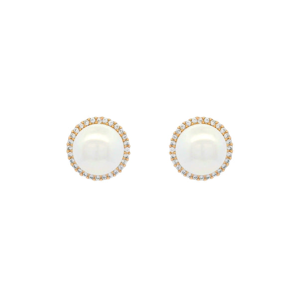 Alloy Electroplated Lady Style Imitation Pearl And Micropaved Zircon Earrings For Women
