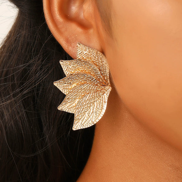 Alloy Electroplated Leaf Design Sense Women's Earrings