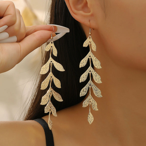 Alloy Electroplated Leaf Design Sense Women's Earrings