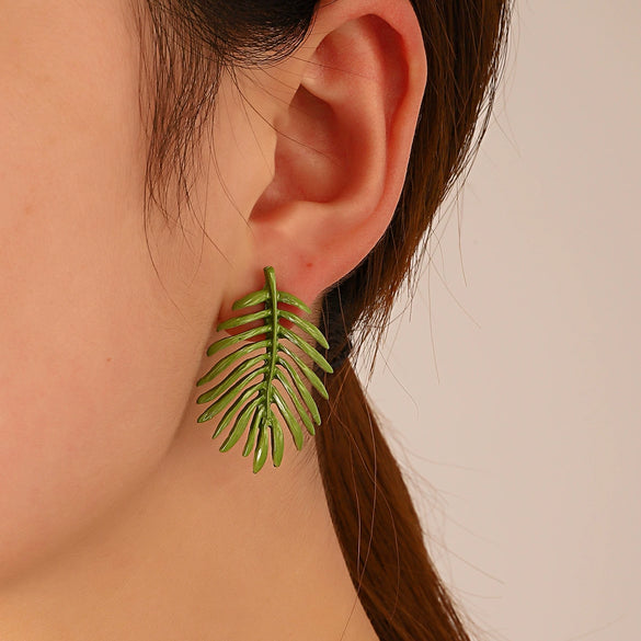 Alloy Electroplated Leaf Design Sense Women's Earrings