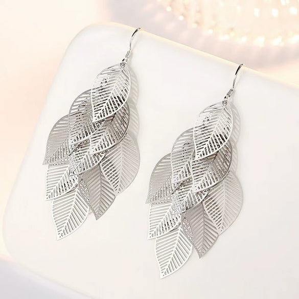 Alloy Electroplated Leaf Design Sense Women's Earrings